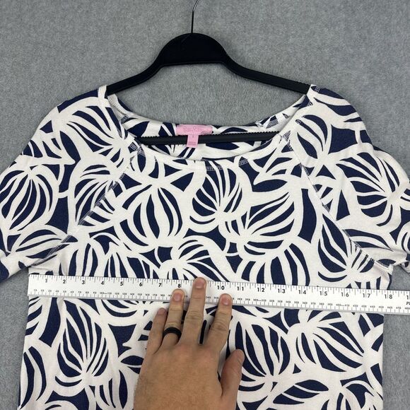 Lilly Pulitzer Dress Women S Blue Geometric‎ Stretch Leaf Tropical Preppy Spring - Picture 3 of 7